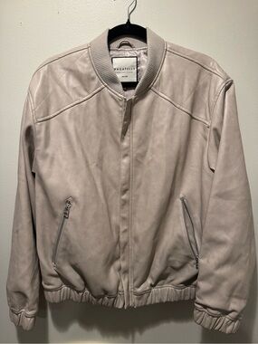 Bagatelle Women's Light Beige Faux Leather Bomber Jacket